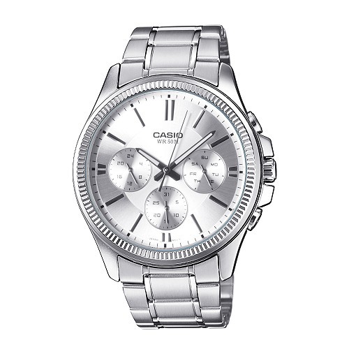 【CASIO】卡西歐不鏽鋼三眼手錶 MTP-1375D-7A 防水50米 台灣卡西歐保固一年