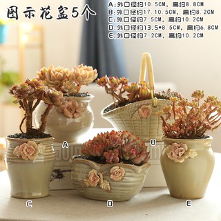 仿真裝飾 多肉花盆陶瓷創意復古個性植物粗陶室內家居肉肉小花盆大口徑 Yyf369 蝦皮購物