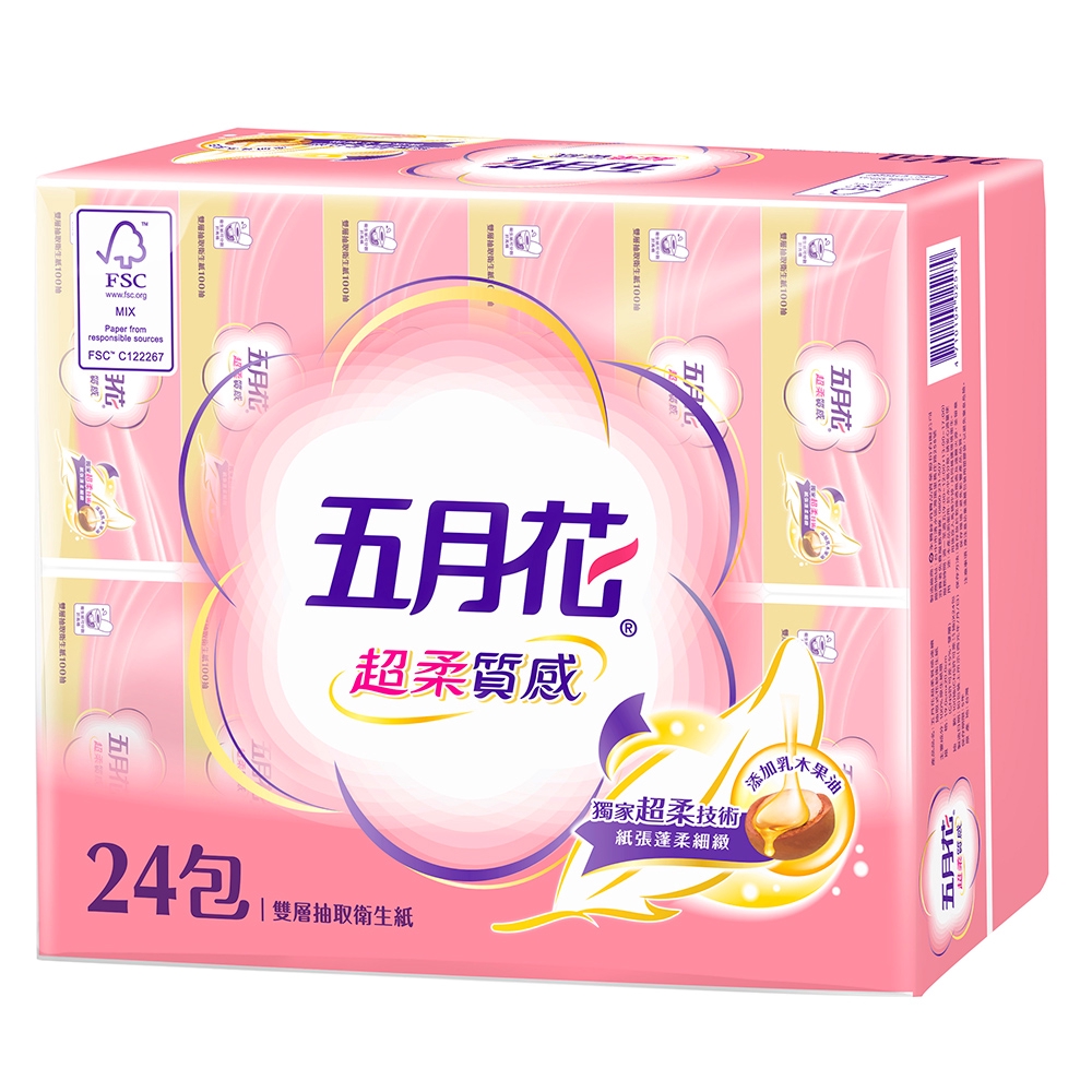 五月花超柔質感抽取式衛生紙100抽x24包x3袋 箱 蝦皮購物