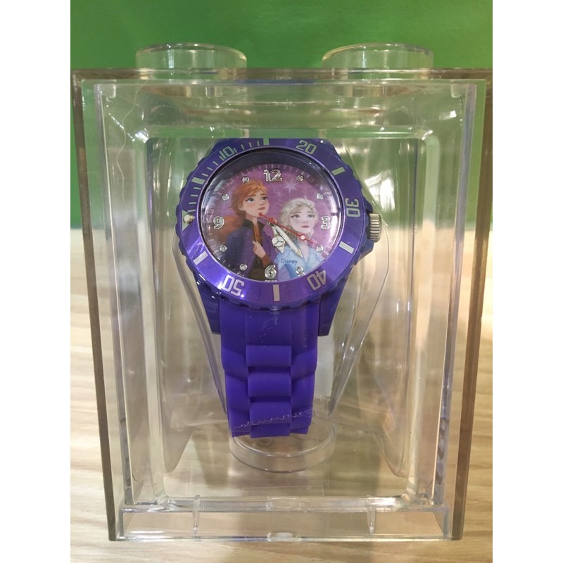 堅定的艾莎安娜-台灣現貨 正版迪士尼 冰雪奇緣 矽膠 指針手錶 兒童錶-自信紫