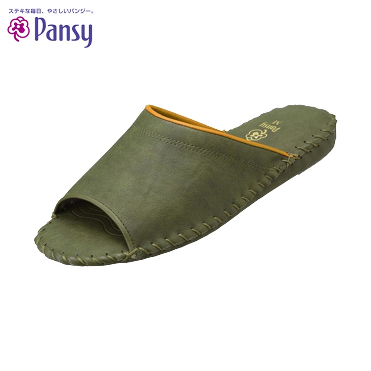 【PANSY】日本 經典款 男室內拖鞋 軍綠 9723