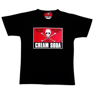 日本 PINK DRAGON - CREAM SODA 經典 紅旗骷髏 T-SHIRT - BLACK