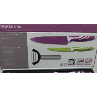SUPERARE 廚房刀禮盒組-主廚刀x1、萬用刀x1、陶瓷刨刀x1