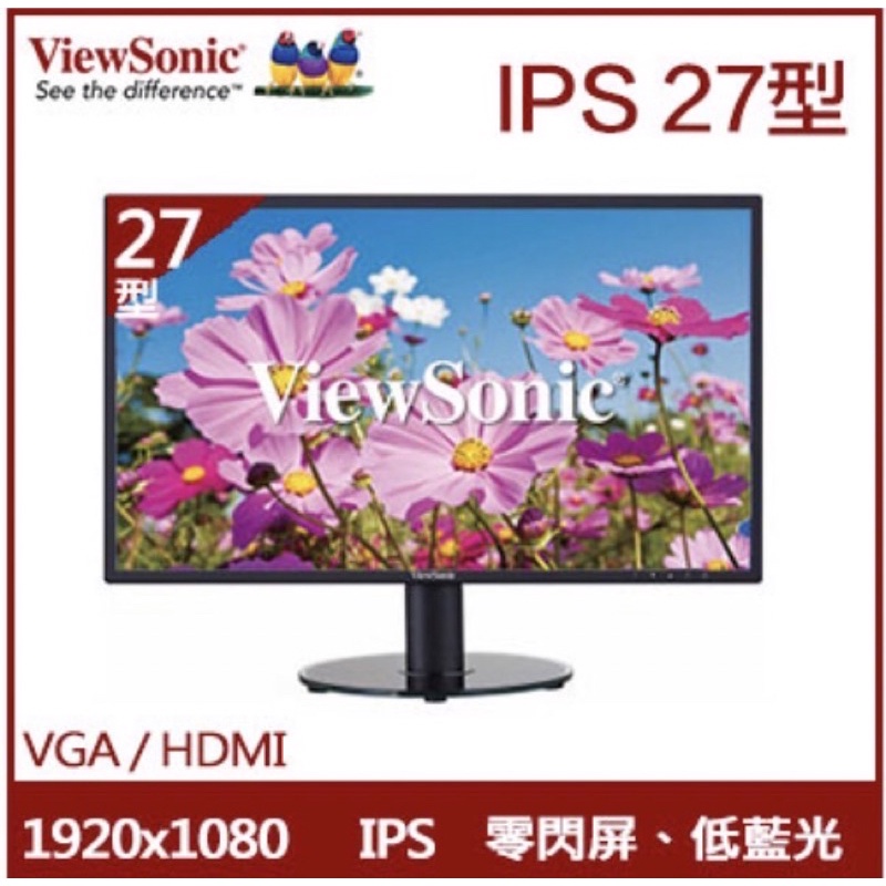 [正版展示福利品]ViewSonic優派VA2719-sh 27吋IPS 薄邊框螢幕 液晶電腦螢幕(送DVI轉接頭)