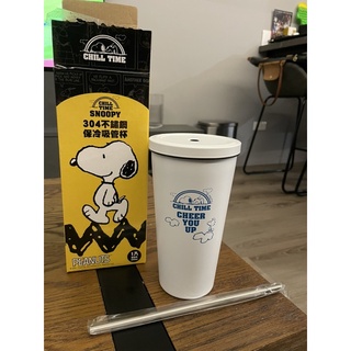 304 不鏽鋼 snoopy 保冷 保溫 吸管杯 保溫瓶 鋼杯 白色 隨身杯 隨身瓶