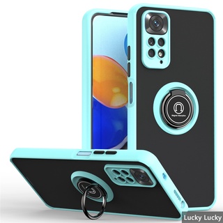 豪華 Redmi Note 11 11S 11Pro 11Pro+ 5G 手機殼硬亞克力環支架外殼防震支撐車載磁性支架手
