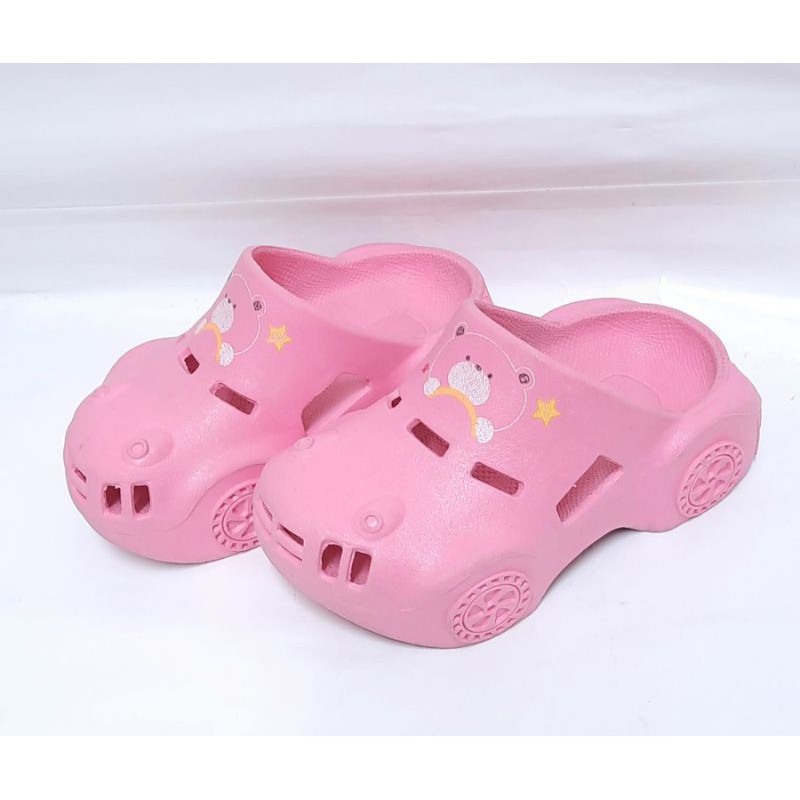 二手 幼兒 14碼 14cm 日本製 粉紅 熊熊 汽車 造型 拖鞋 寶寶鞋 女童鞋 懶人鞋 廚師鞋 室內拖鞋 防滑 拖鞋