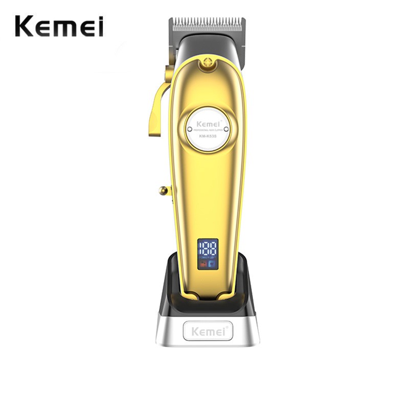 Kemei科美 K53s 渦輪電機理髮器帶充電底座 2 速理髮機全金屬機身理发器复古油头电推剪
