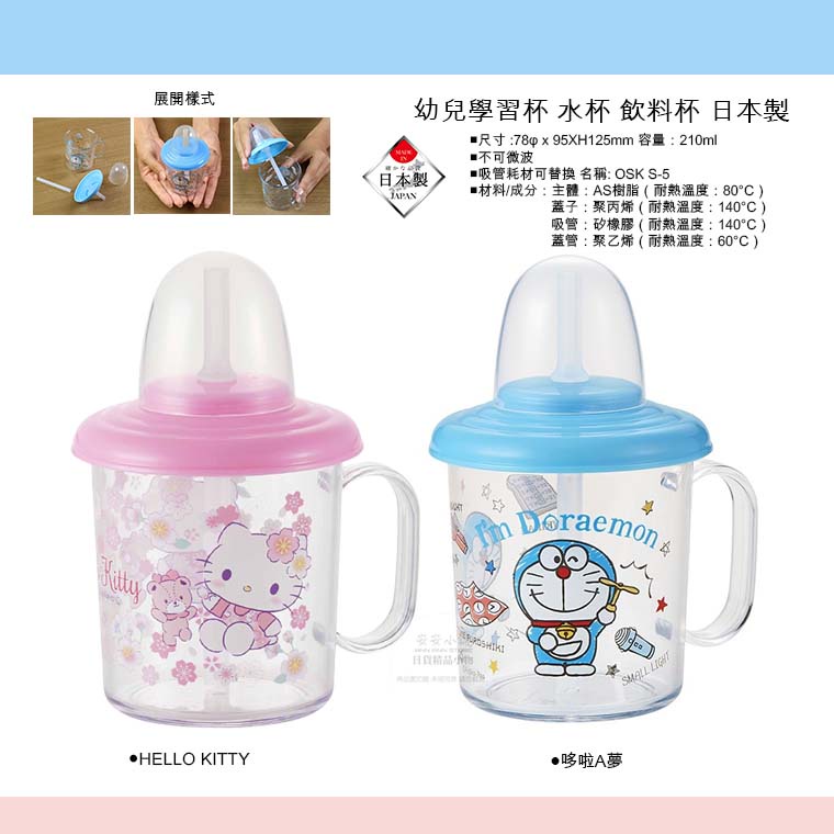 日本直送 W50 特價 哆啦A夢 kitty 幼兒學習杯 吸管杯 水杯 飲料杯 日本製超人気