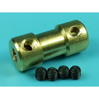 <搞啥飛機>3.17mm轉3.17/4/5mm 起落架鋼軸轉接器A款黃銅製 連接器連軸器聯軸器 遙控飛機馬達延長支架