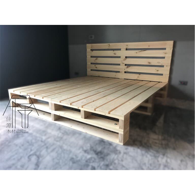 佳源 棧板工業風床架原木實木床墊雙人床單人床diy 客製訂做客訂工廠直營木箱北歐 蝦皮購物