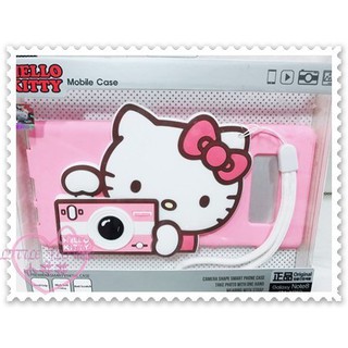 ♥小公主日本精品♥Hello Kitty 手機殼立體相機造型附短掛繩矽膠手機殼粉色iP7/8plus 00210706