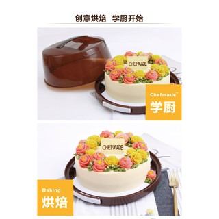 <烘焙廚房>Chefmade學廚WK9204塑膠6吋8吋6吋8存環保日式圓形生日蛋糕盒重複手提透明包裝保鮮wk9204