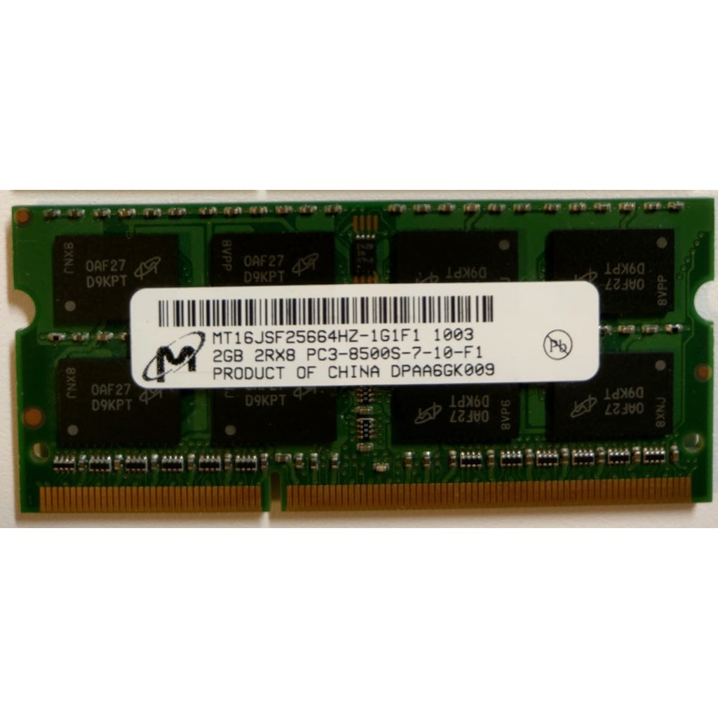 【美光筆記型電腦記憶體】Micron DDR3 2GB 2RX8 PC3-8500S