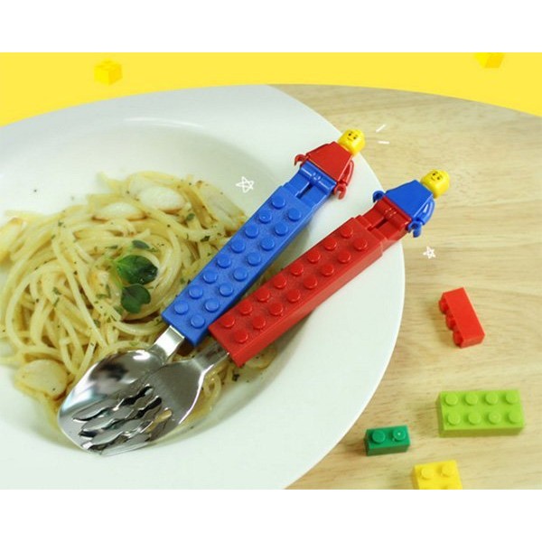 韓國【LEGO 樂高積木小人 不鏽鋼餐具 湯匙 + 叉子組】