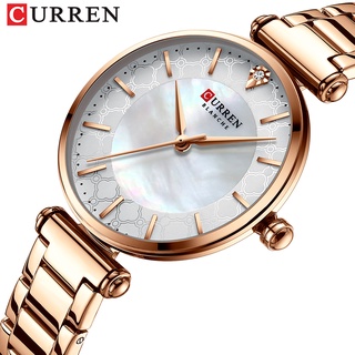 Curren 女士手錶原裝時尚簡約不銹鋼石英防水手錶 9072X