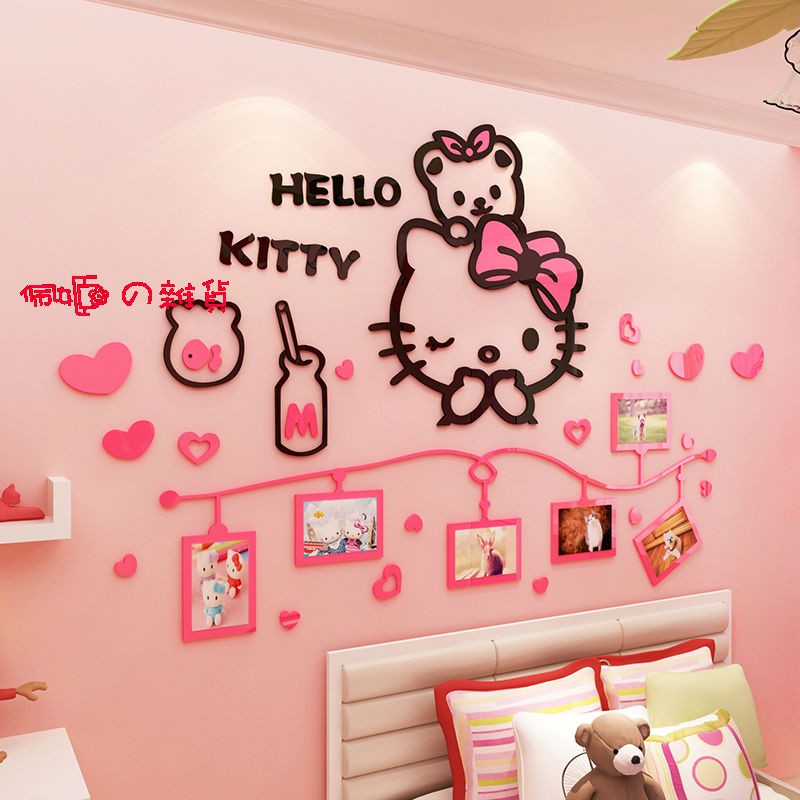 ♡♥佩姬の雜貨♥♡ Hello Kitty 壓克力相片牆壁貼 3D立體壁貼 情侶溫馨戀愛情人節女孩房 照片牆 照片 相片