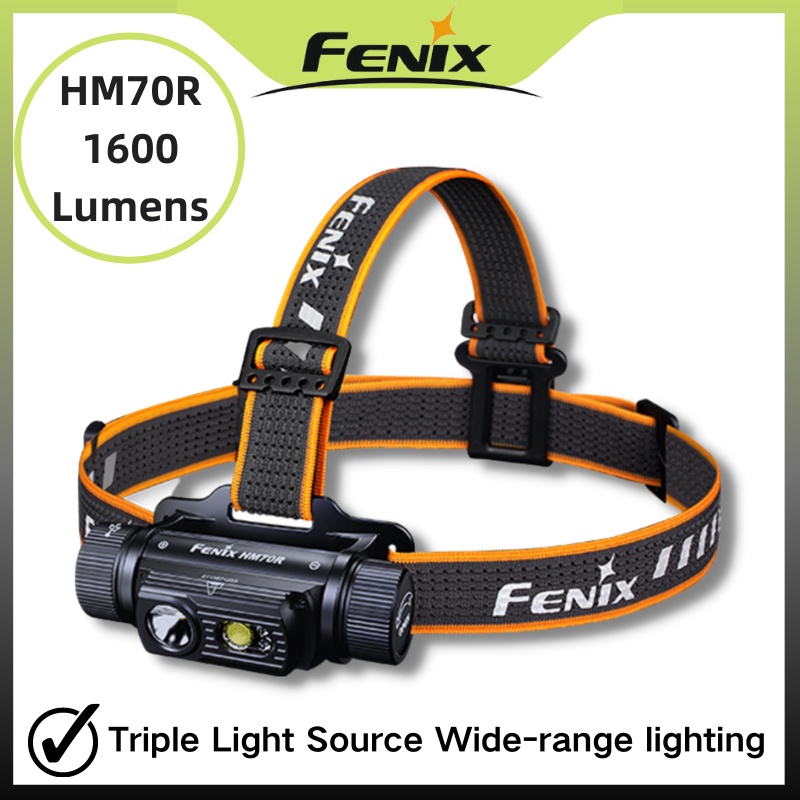 Fenix HM70R Type-C可充電1600流明三光源寬範圍照明帶18650電池LED頭燈