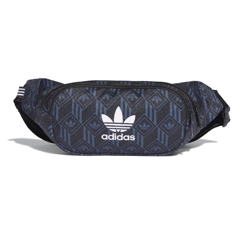 adidas 斜背包 Monogram Waist Bag 黑 藍 男女款 側背包 運動休閒 FM1347