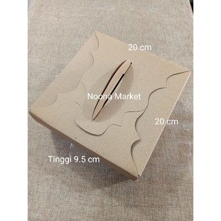 牛皮紙盒巧克力組裝盒蛋糕盒撻盒帶把手 20 x 20 x 9.5 釐米