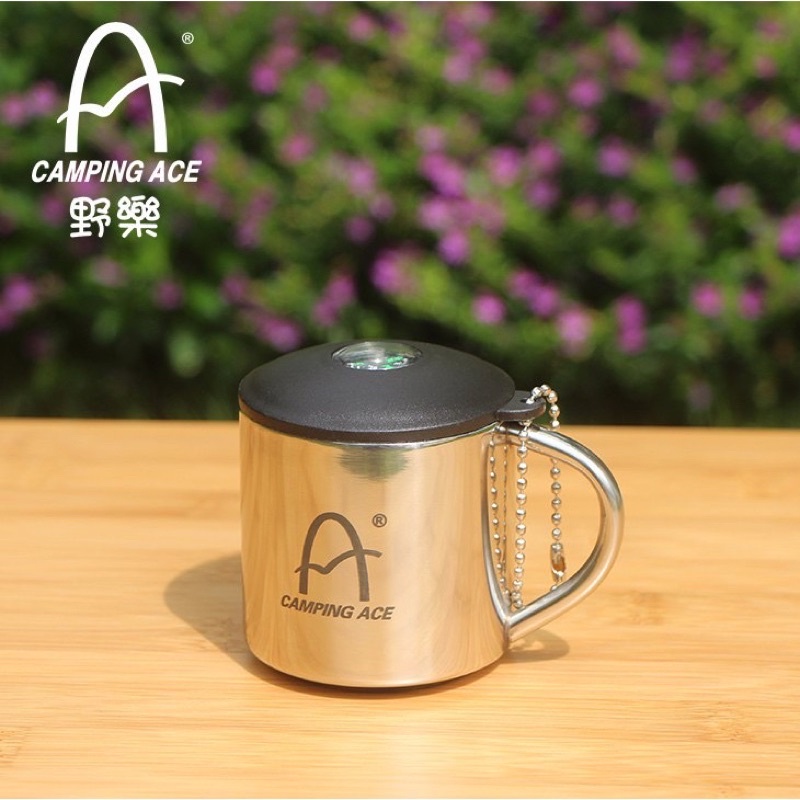 登山小鋼杯 Camping Ace 野樂雙層小不鏽鋼杯附蓋指北針130ml茶杯雙層杯身不鏽鋼杯咖啡杯露營杯全新現貨