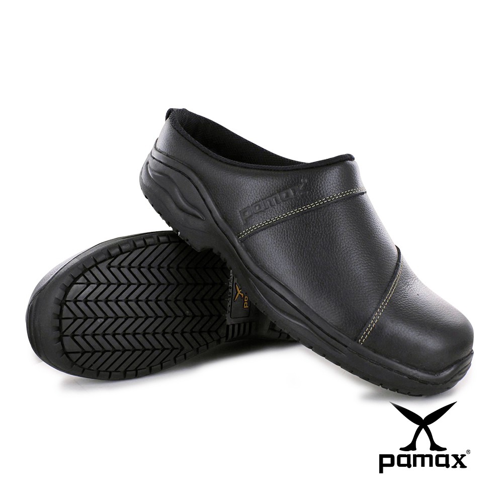 PAMAX 帕瑪斯-皮革製超彈力止滑安全鞋/PA3801H-拖鞋式/男女尺寸3-12-餐飲廚師抗滑鞋