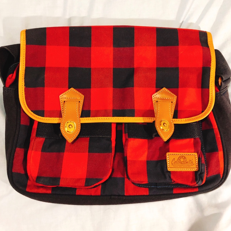 鞄 colorsmith 紅格紋超有型側背包