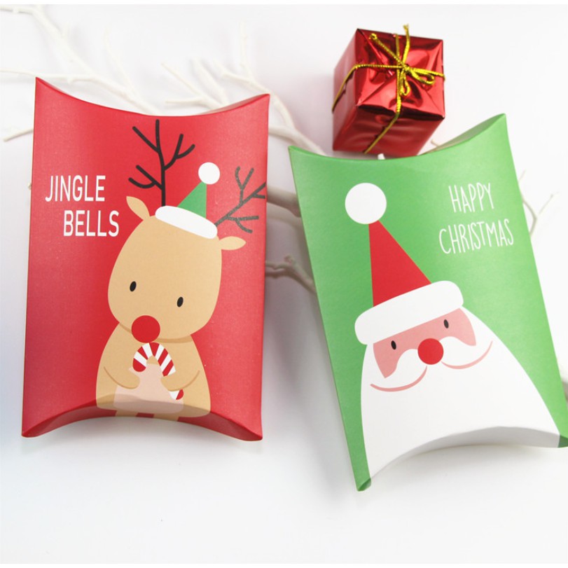 聖誕節 糖果盒 包裝盒 紙盒 枕頭禮物盒 西點盒 餅乾盒 麋鹿 聖誕老人 耶誕節用品 裝飾 幼稚園 活動小禮品 送禮包裝
