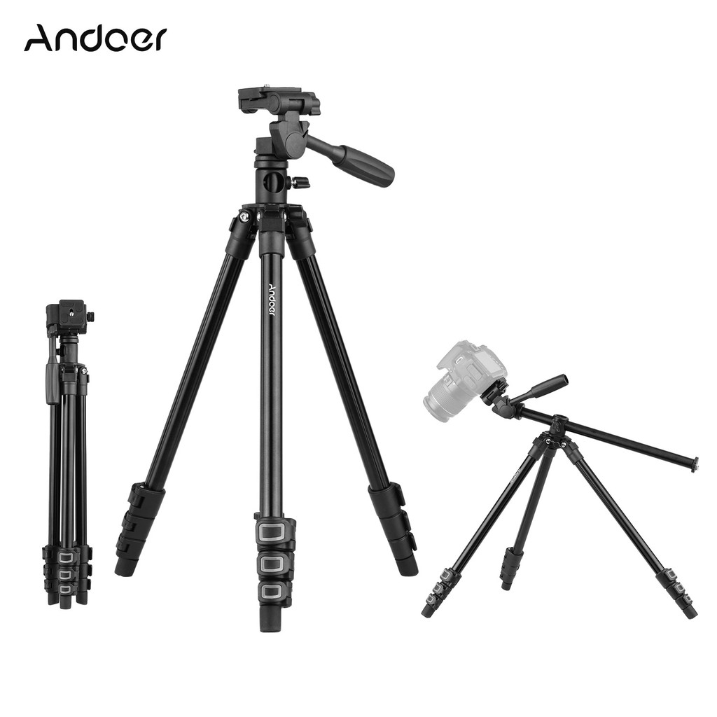 Andoer Q160HA 輕型便攜三腳架中軸橫置微距攝影配三維雲台最大承重5kg