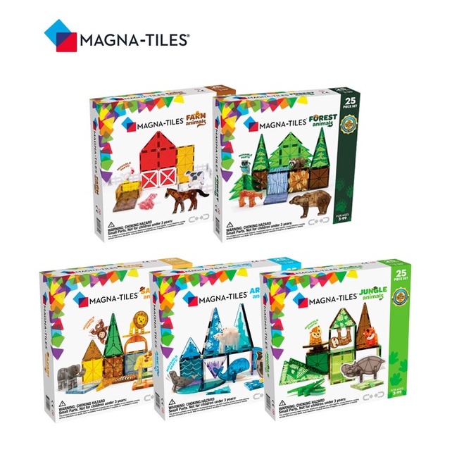 【Magna-Tiles】彩色透光磁力積木25片 (非洲動物/極地動物/叢林動物/森林動物/農場動物)