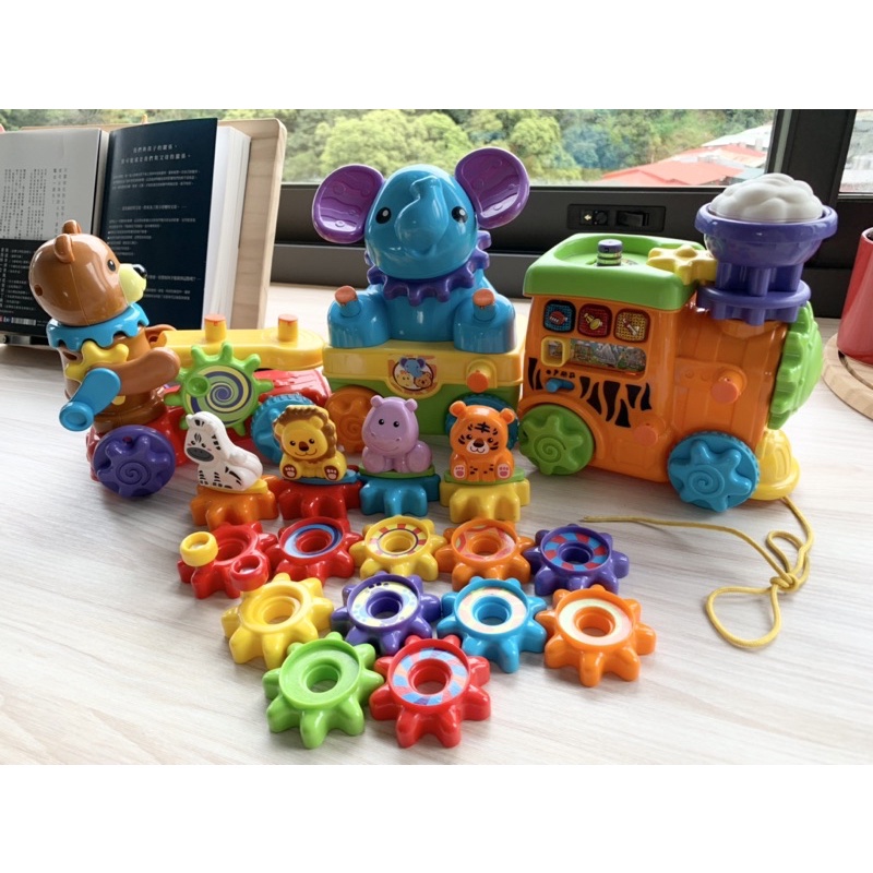 二手玩具 Vtech GearZooz動物小火車 聲光英文 齒輪拼接 組裝拖拉 益智玩具