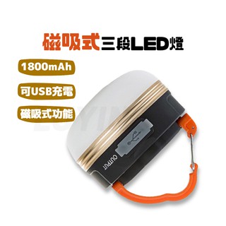 【C18】磁吸式三段led燈［LUYING森之露］usb露營燈帳篷燈野營燈 磁吸 充電式緊急照明 戶外防水停電避難包必備