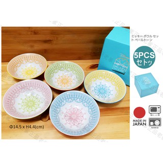 (日本製)日本進口 Disney 米奇 米妮 東歐風 陶瓷碗 5入 三鄉陶器 碗組 碗 陶瓷 ㊣老爹正品㊣
