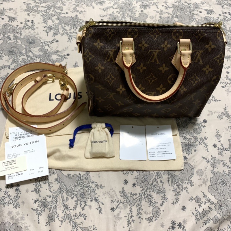 LV SPEEDY25 背帶款 經典老花 M41113