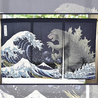 怪獸哥吉拉 Godzilla 浮世繪 和風門簾 100%綿質 日本製 bz664