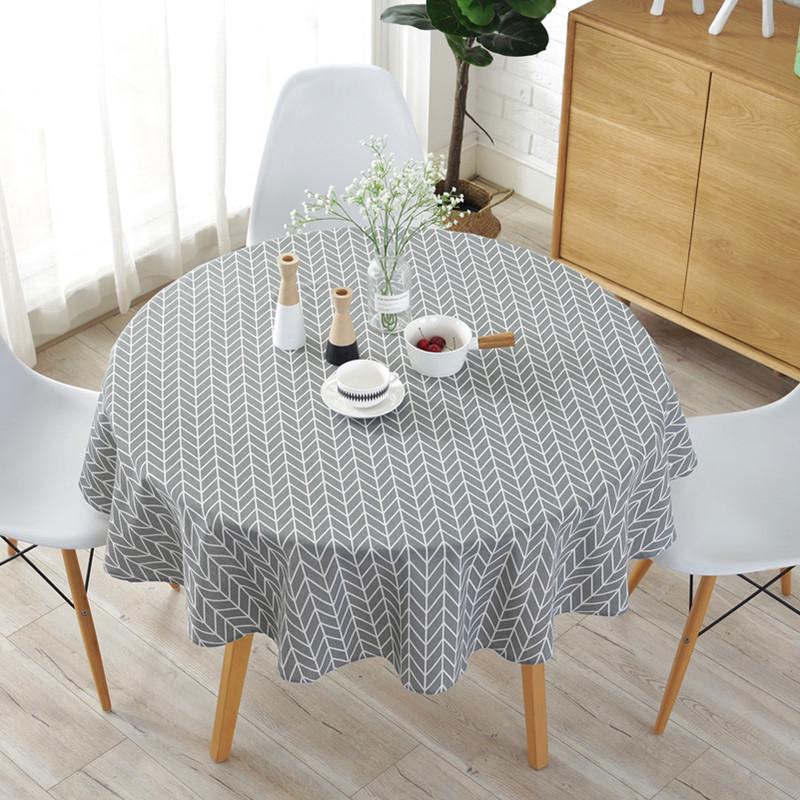 現代簡約北歐風棉麻圓形餐桌布 茶几布 台布 桌布