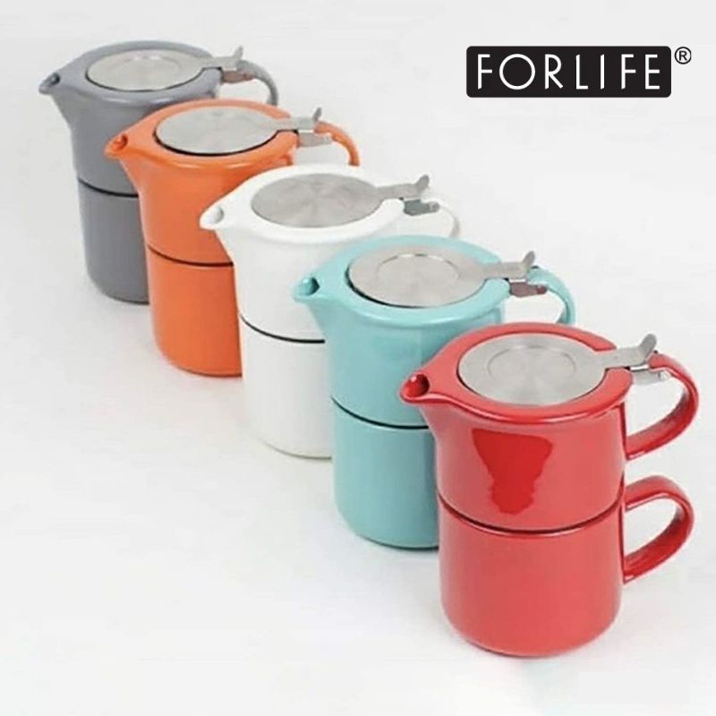 日式簡約設計〚ForLife〛陶瓷壺 獨享茶壺杯組 Tea For One 415ml 14oz 茶壺 茶包 茶葉