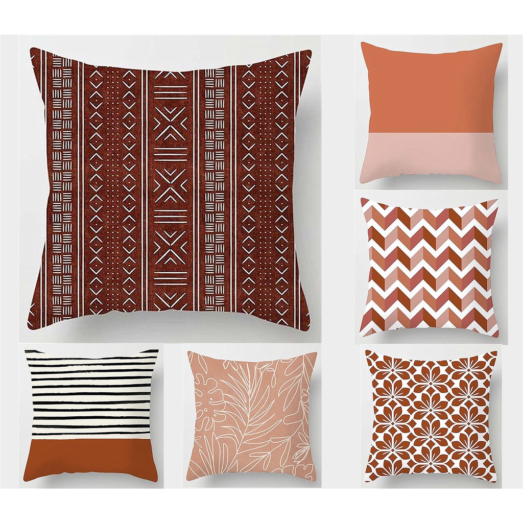 棕色幾何枕套40×40,45×45,50×50,60×60。家居裝飾抱枕套,沙發靠墊套。