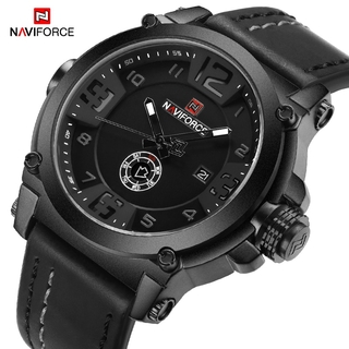 領翔NAVIFORCE 9099男士手錶頂級品牌豪華運動石英表皮革錶帶時鐘男士防水腕錶