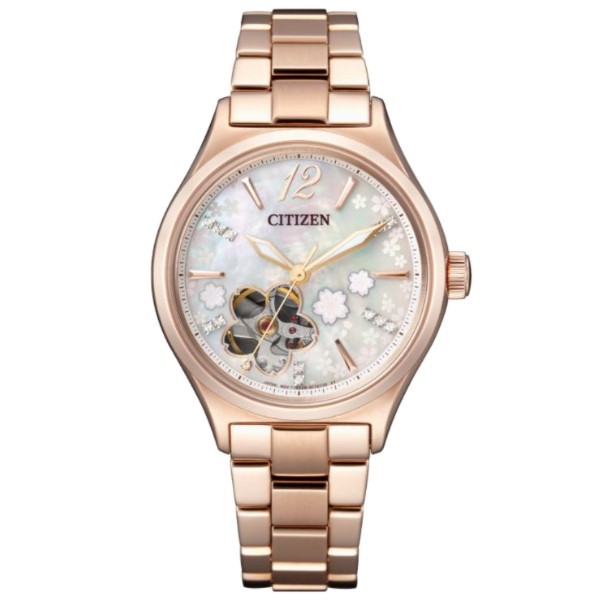 Citizen星辰錶pc1018 69d 廣告款亞洲櫻花限定版機械錶附表帶 白蝶貝面34mm 蝦皮購物