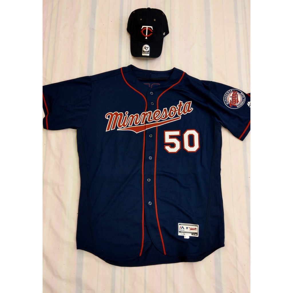直購送棒球帽 MLB 認證 尺寸 50 雙城隊 Heston Twins Team Issued 球員版 球衣