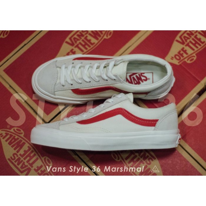 ISNEAKERS Vans Style36 Marshmal 米白紅 麂皮 帆布 滑板鞋 GD著 男女鞋