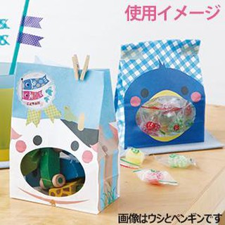 ☆╮Jessice 雜貨小鋪╭☆日本進口 動物家族 橢圓型 開窗 立體 角底袋 食品 包裝紙袋 每款50入