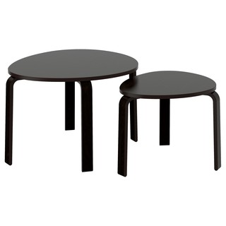 北歐工業LOFT風格經典IKEA宜家SVALSTA子母桌2件組/茶几邊桌咖啡桌/樺木/黑棕色/二手九成新/特$3000