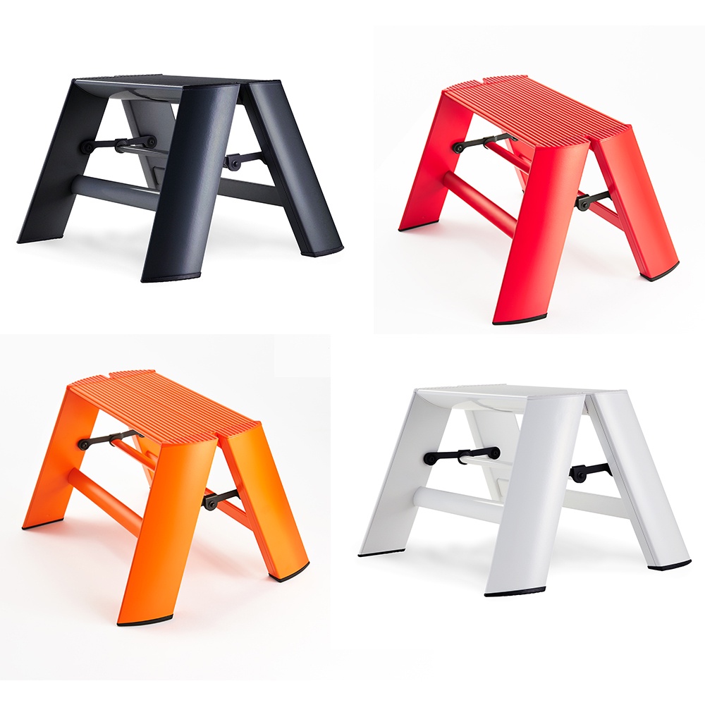 🔥日本進口現貨，可快速出貨🔥長谷川Hasegawa日本設計鋁梯 Lucano設計傢俱梯－1階椅凳款椅子 黑紅橘白四色可選