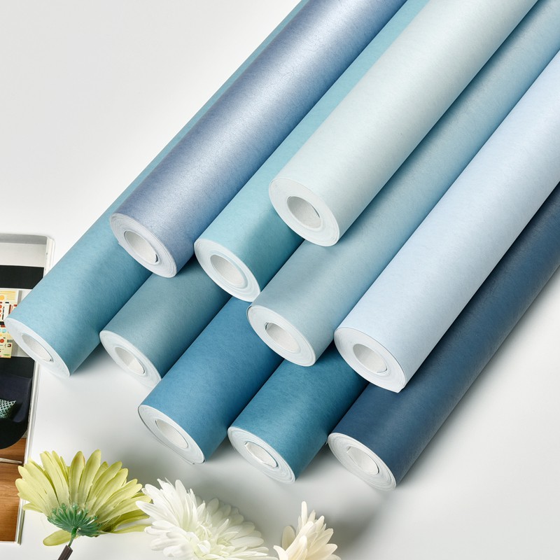 天藍淡藍深藍地中海淺藍色灰藍色墻紙純色臥室電視背景客廳壁紙 蝦皮購物