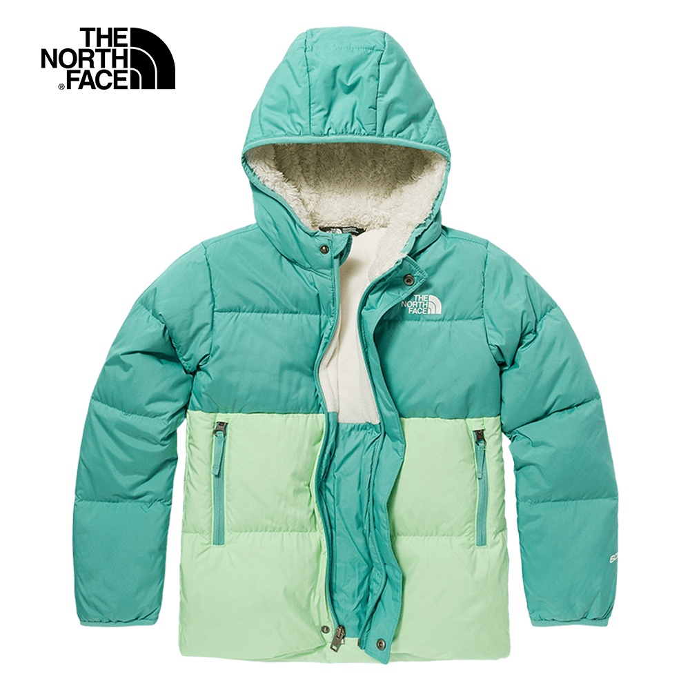 The North Face北面兒童藍綠色防潑水保暖羽絨外套｜7UMJ6R7