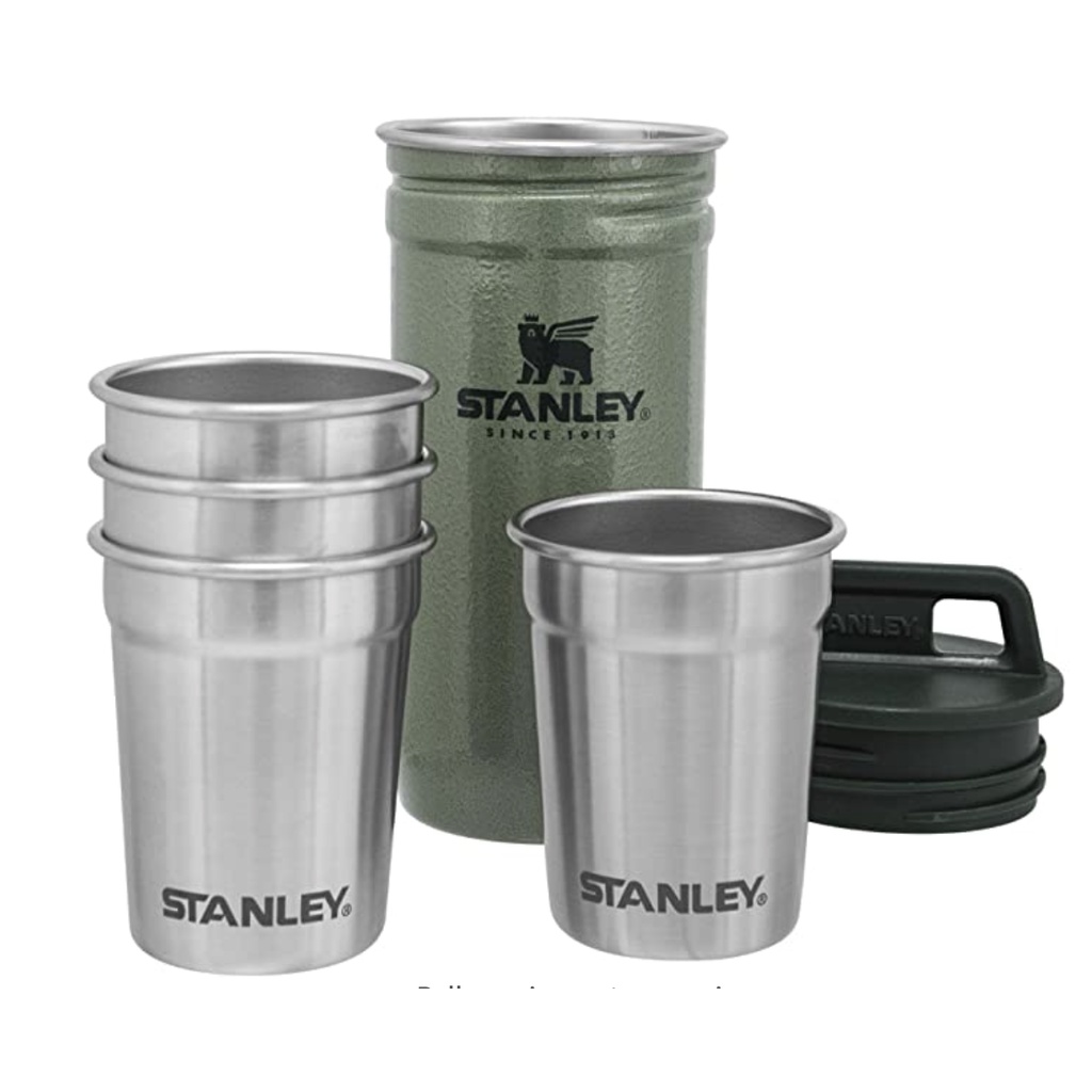 美國直購 STANLEY 出遊露營飲品、不銹鋼酒杯分享收納組(精美盒裝）- 經典綞紋綠