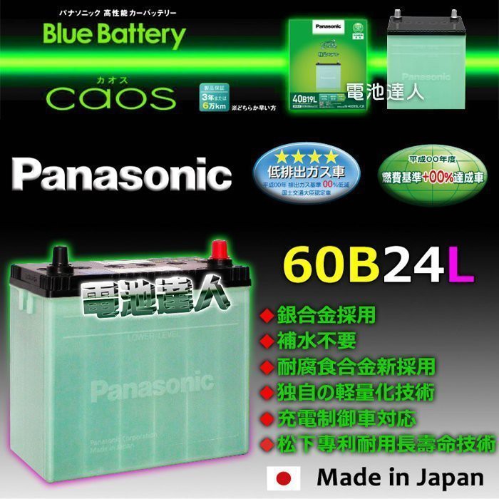 新莊【電池達人】日本製國際牌 60B24L 電池 TIIDA LIVINA MARCH ALTIS 日產 裕隆 鈴木