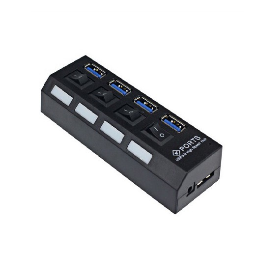 4-Port USB 3.0 Hub (USB3.0高速集線器 4孔獨立開關) 支援熱插拔及隨插即用 短路保護元件設計